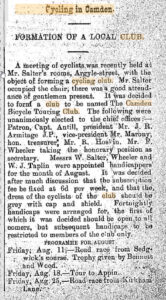 Formation Camden Bicycle Touring Club 10th Aug 1899